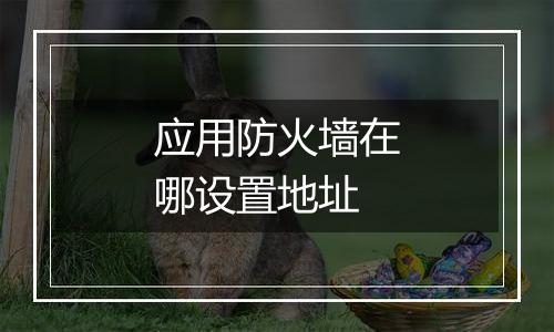 应用防火墙在哪设置地址