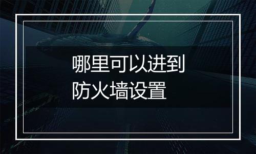 哪里可以进到防火墙设置
