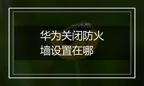 华为关闭防火墙设置在哪