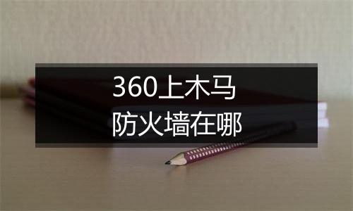 360上木马防火墙在哪