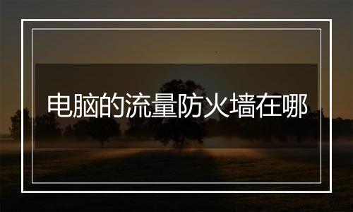 电脑的流量防火墙在哪