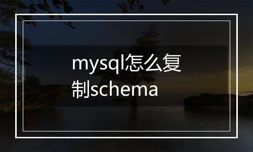 mysql怎么复制schema