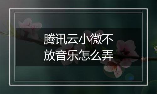 腾讯云小微不放音乐怎么弄
