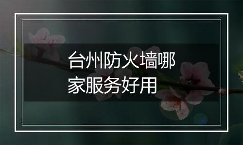 台州防火墙哪家服务好用