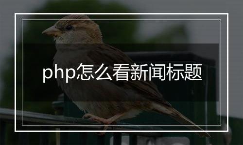 php怎么看新闻标题