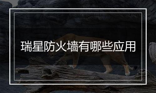瑞星防火墙有哪些应用