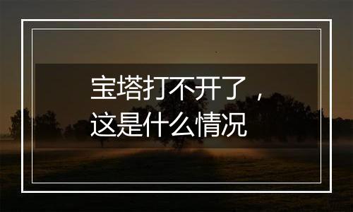宝塔打不开了,这是什么情况