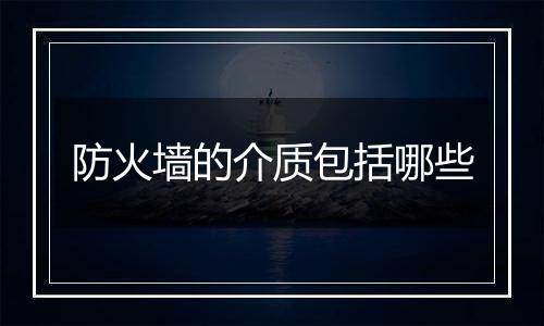 防火墙的介质包括哪些